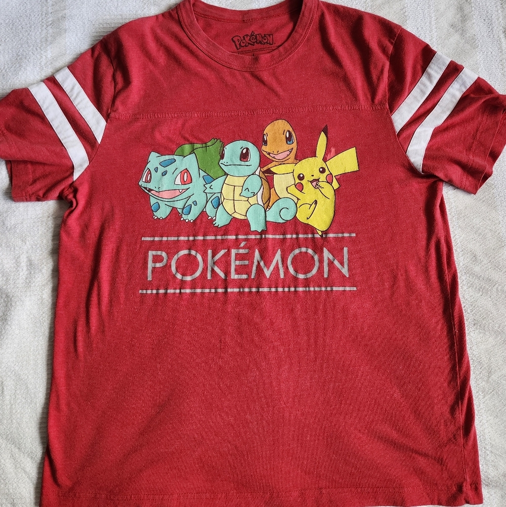 Pokémon Jersey-style boys t-shirt features classic first-generation starters